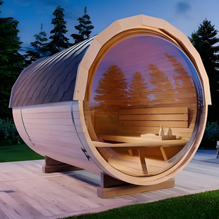 Outdoor Finland Dry Steam Sauna Red Cedar Modern Design 4-6 People Capacity Electric Red Cedar Control Panel Health