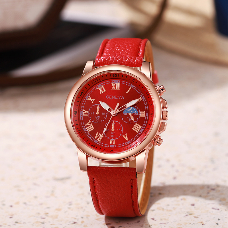 Douyin Duoduo plataforma transfronteriza Ginebra relojes medievales cinturón romano de tres ojos relojes de cuarzo fabricantes spot al por mayor