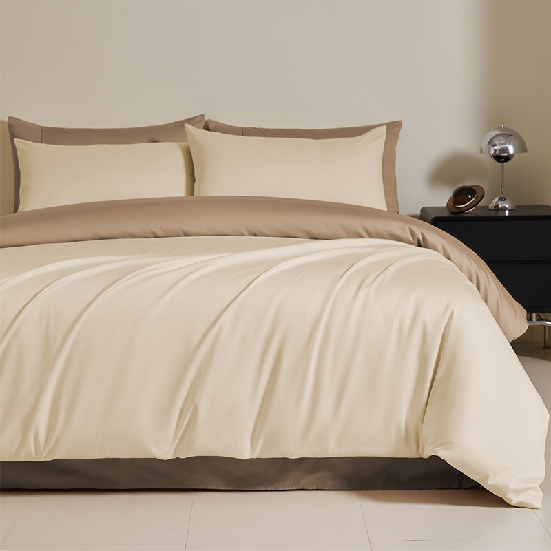 100 algodón de seda larga cama de cuatro piezas de algodón 2025, nueva sábanas de lujo ligera cubierta de colcha de tres piezas