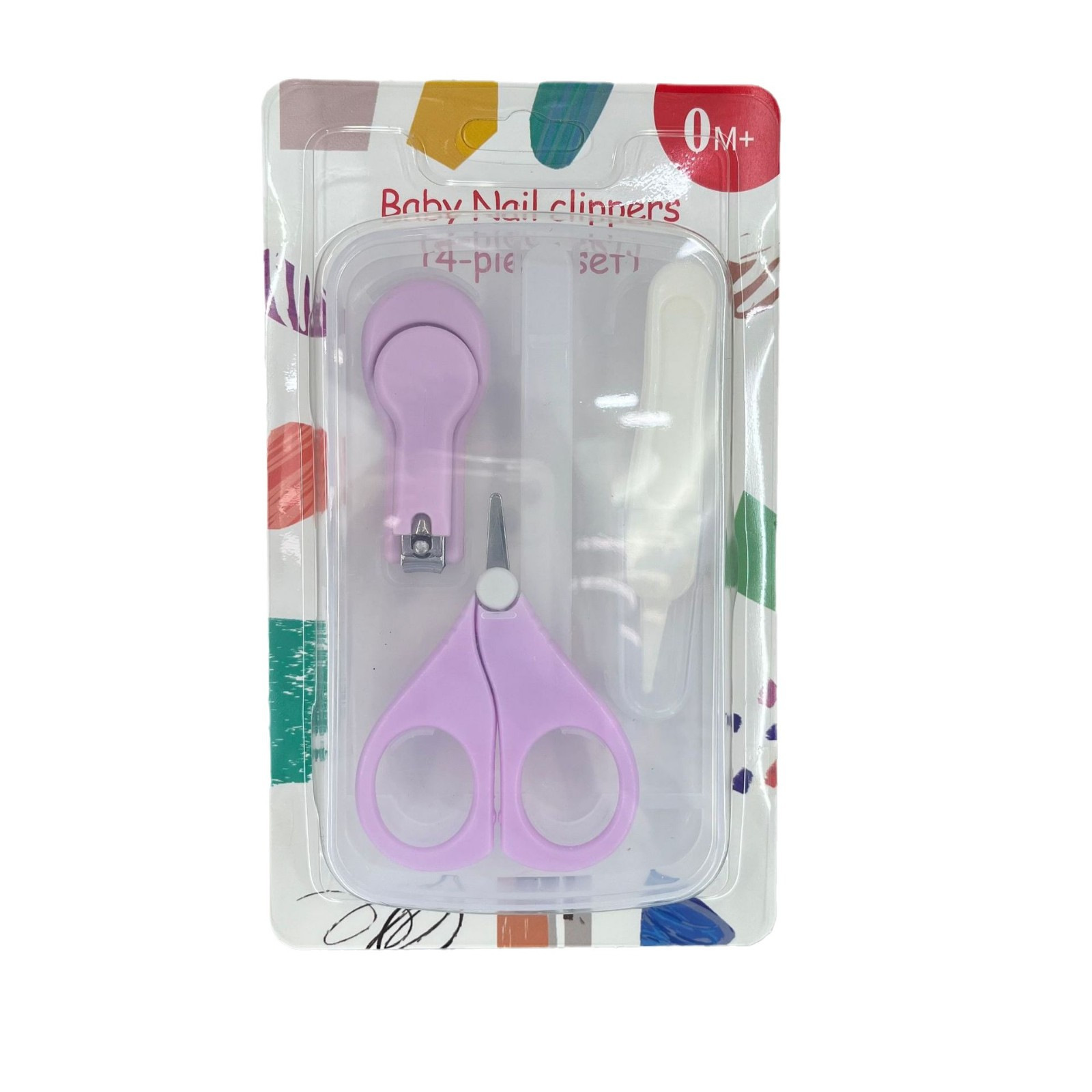 Cuatro piezas de tijeras de uñas para bebés multicolores, ajuste de clip de uñas de seguridad para bebés, conjunto de archivos de uñas para bebés