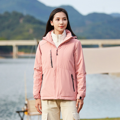 Outdoor quilted two-piece jacket men's three-in-one jacket women's cotton vest liner waterproof warm jacket