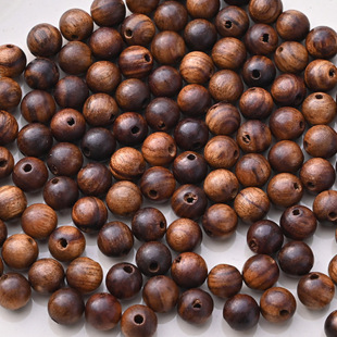 Cross-border hot selling black rosewood beads natural wood grain loose beads straight hole round beads diy Buddha beads bracelet beaded material