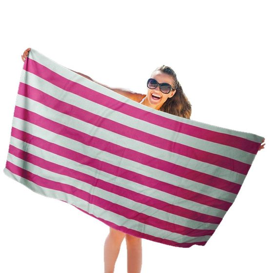 Striped Beach Towel Cross-border European and American Double-sided Velvet Printed Beach Quick-drying Bath Towel Adult Swimming Towel Sports Towel