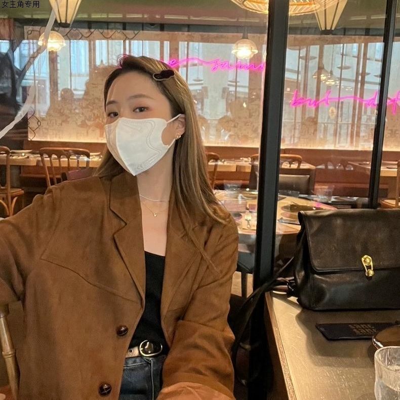 西装外套女春秋季新款休闲西服感棕色麂皮绒美拉德小个子|undefined