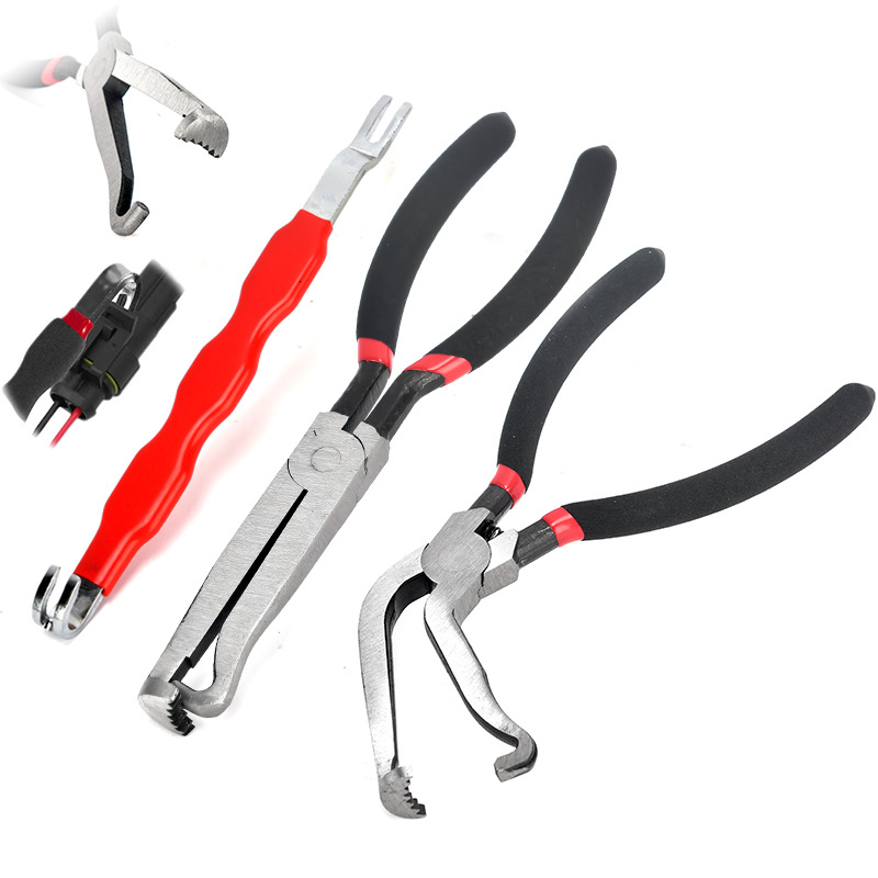 (직선 + 곡선) 전원 차단 플라이어 + 빨간색 핸들 커넥터