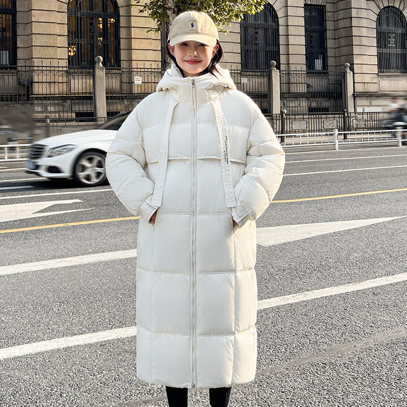 韩版时尚连帽长款羽绒棉服女冬抗寒保暖百搭显瘦过膝棉衣棉袄外套