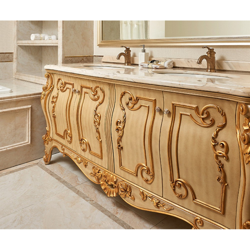 Neoclassical Solid Wood Carved Dining Table and Chair Combination Villa European Leather Art Dining Chair Luxury French Palace Dining Table
