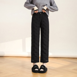 Casual Down Pants Women's Outer Wearing Winter 2024 New Style Small High Waist Warm Warm Wide Leg White Duck Down Pants