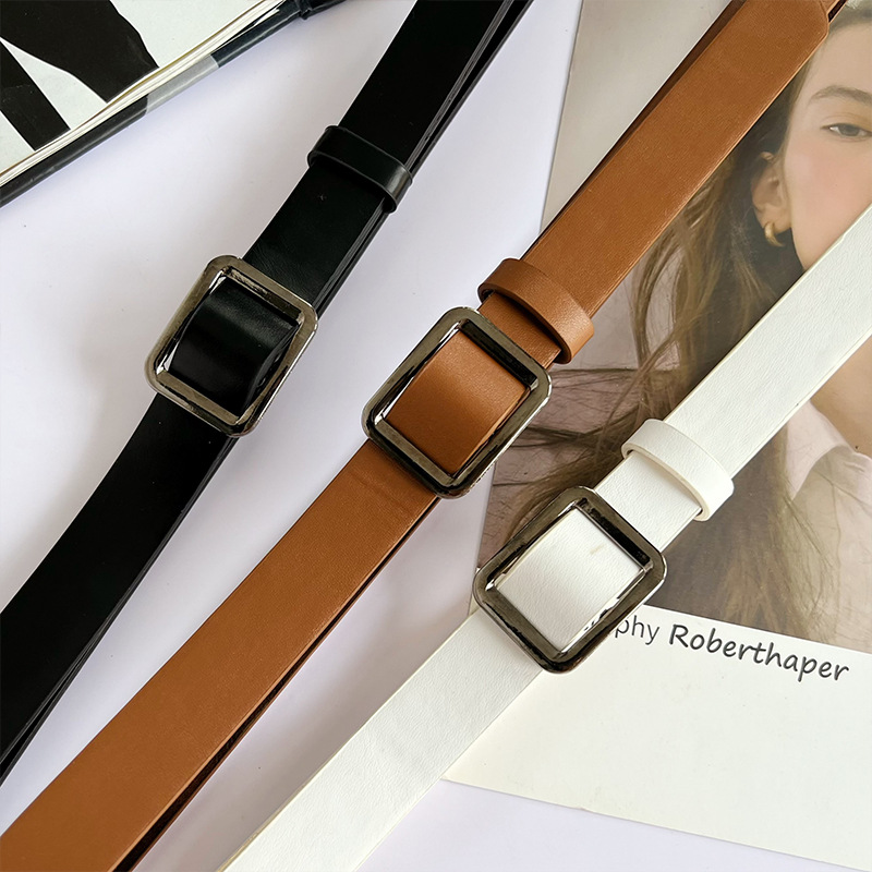 無孔皮帶女款 百搭裝飾牛仔褲黑色細時尚複古學生ins風腰帶男士潮