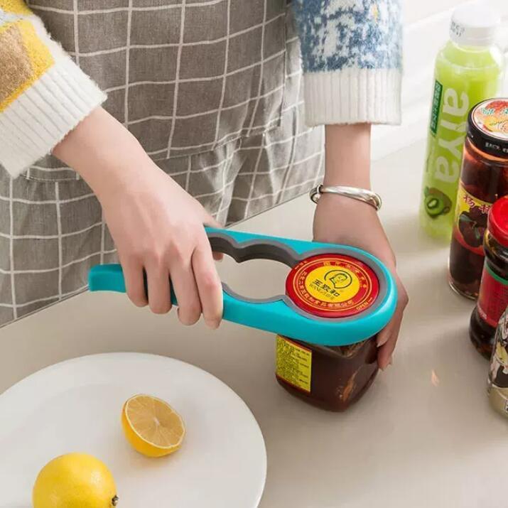 多機能四合一のオープナーのビールのオープナーの家庭用キッチンのアイデアの缶詰のふたをひねる滑り止めのオープナー|undefined