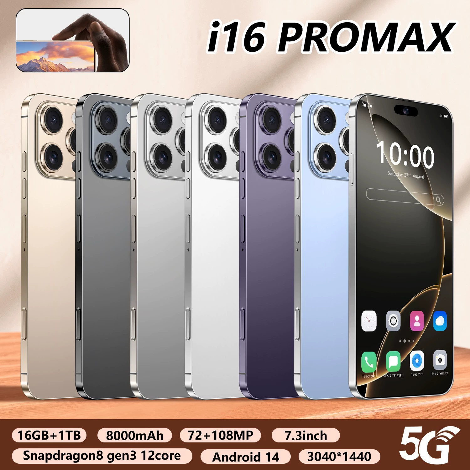Мобильный телефон Pro, умные часы, Intel Core i16, 16 Pro Max, 4G, G3, Android, 3''