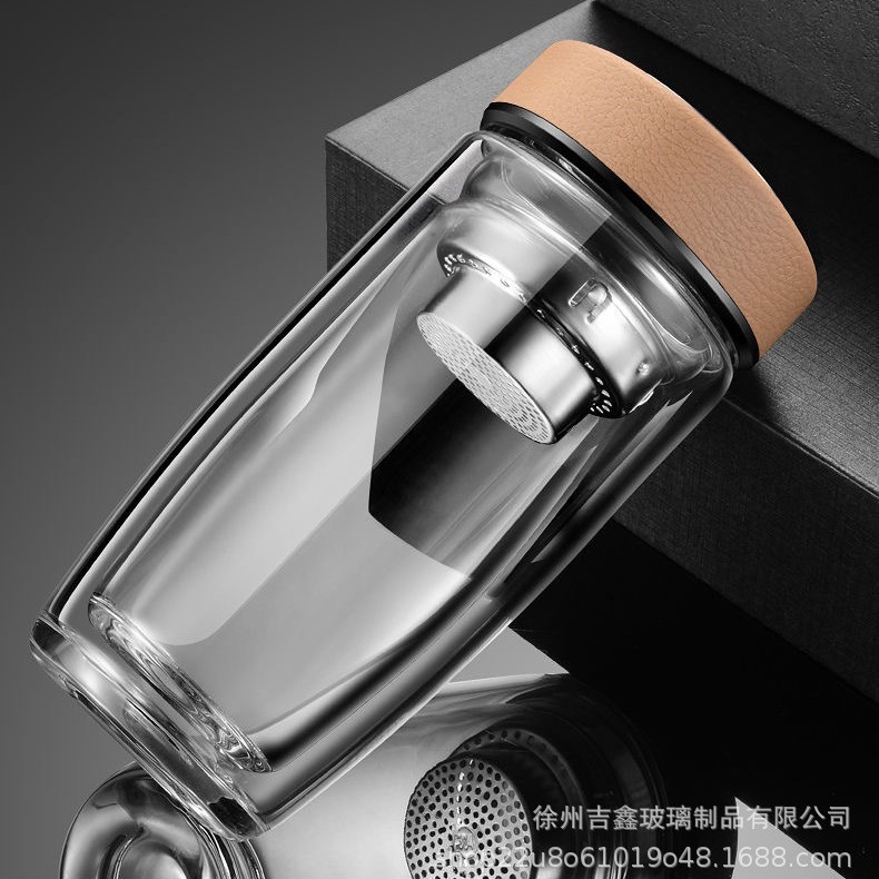 鹅蛋杯商务通过茶杯耐高温茶水分离杯大容量双层加厚玻璃杯泡茶杯|undefined