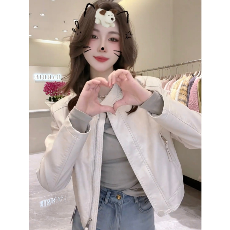 韩版高级感立领小皮衣外套女2025秋季新款小个子时尚百搭短款上衣|undefined