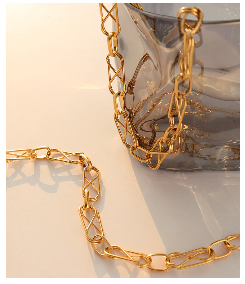 French retro geometric hollow necklace bracelet titanium steel girls jewelry