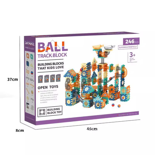 教育机构儿童百变滚珠轨道积木益智拼装礼盒套装批发跨境