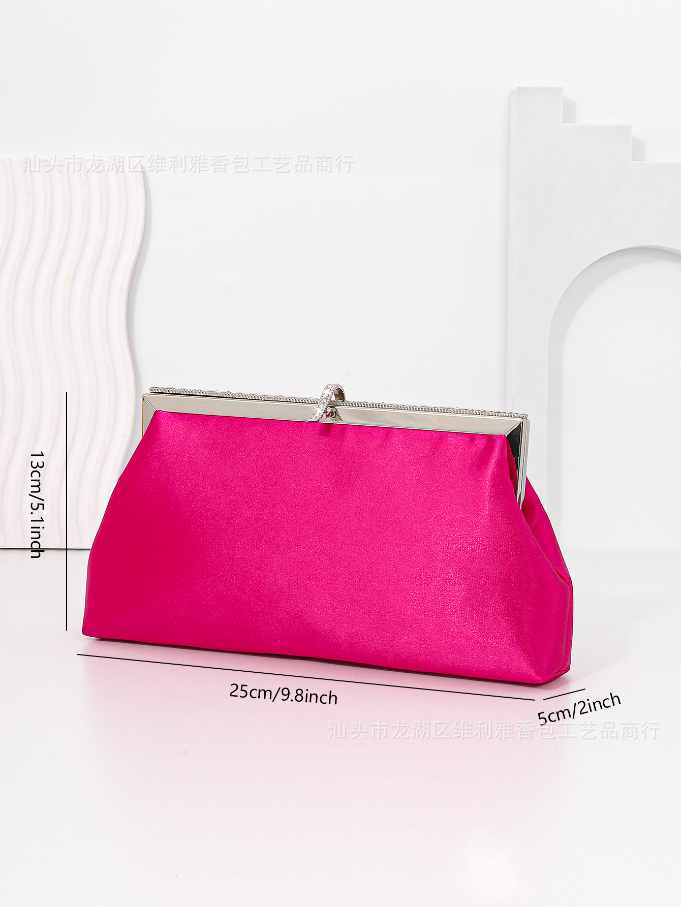 Light Luxury Faux Silk Banquet Clutch Chain Crossbody Bag Evening Bag Niche Design Women's Handbag For Cheongsam - Thumbnail 6