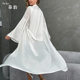 European and American Cross-border New Arrival Satin Pajamas Women's Lace Light Luxury Long-sleeved Cool Nightgown Bathrobe Home Clothes Women's 803