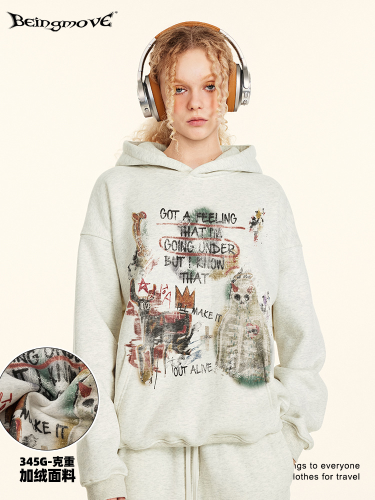 2025 otoño estilo de moda americano in extraña esqueleto Halloween chaqueta con capuz para hombres nicho diseño de pareja