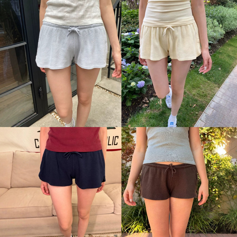 Bm Style Retro Waffle Pattern Slit Lace-Up Bm Shorts High-Waisted Pocket Loose Casual Pants Sports Pants Bm Style Retro Waffle Pattern Slit Lace-Up Bm Shorts High-Waisted Pocket Loose Casual Pants Sports Pants