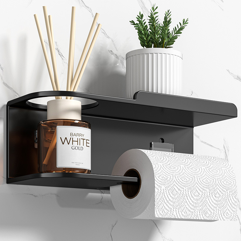 Bathroom Punch-Free Paper Towel Holder, Bathroom Wall-Mounted Storage Rack, Toilet Roll Holder, Hair Dryer, Aromatherapy Storage Rack