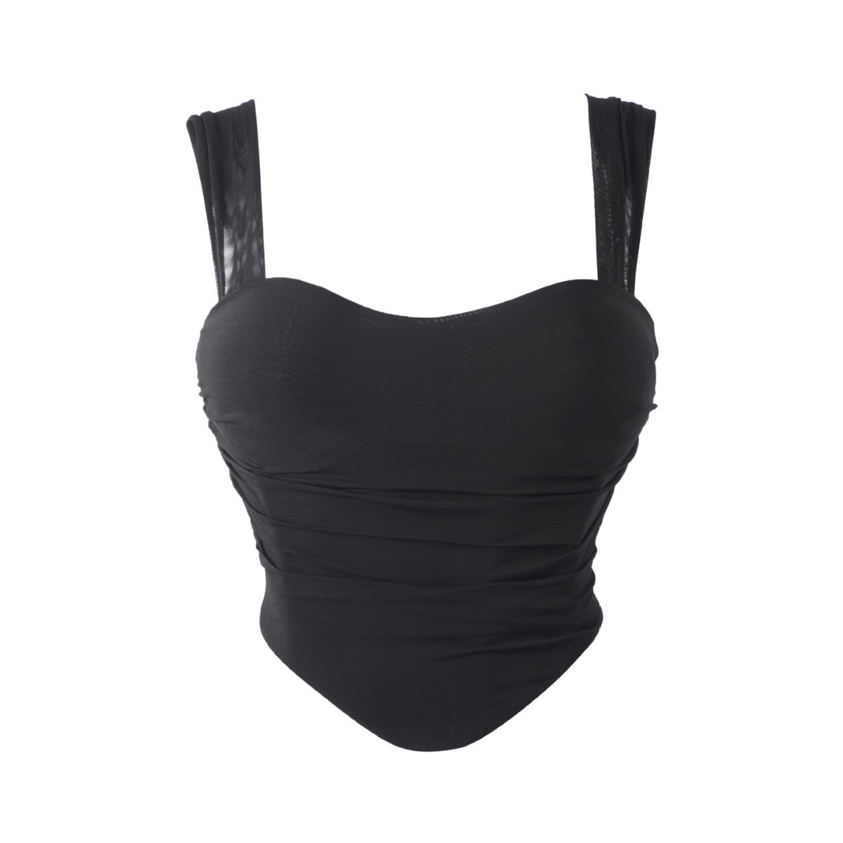 Nueva malla transpirable doble cabestrillo cuello mujer tubo superior con almohadilla para el pecho para moldear el cuerpo top AliExpress lote de suministro transfronterizo