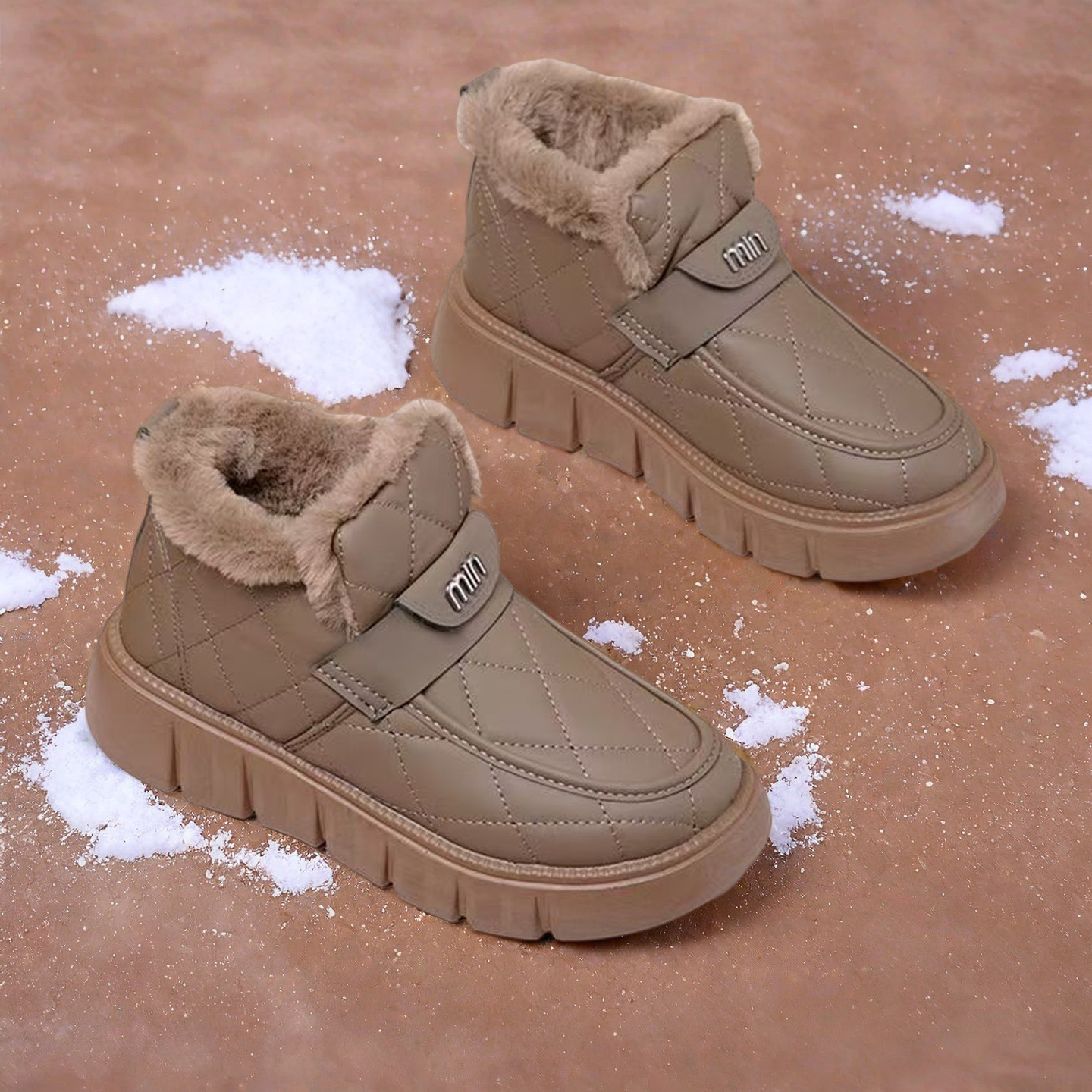 Winter Cotton Shoes for Mothers, with Added Fleece and Thickened Lining, Stylish and Warm Snow Boots for Middle-Aged and Elderly, Comfortable and Cold-Resistant Boots, Warm Shoes