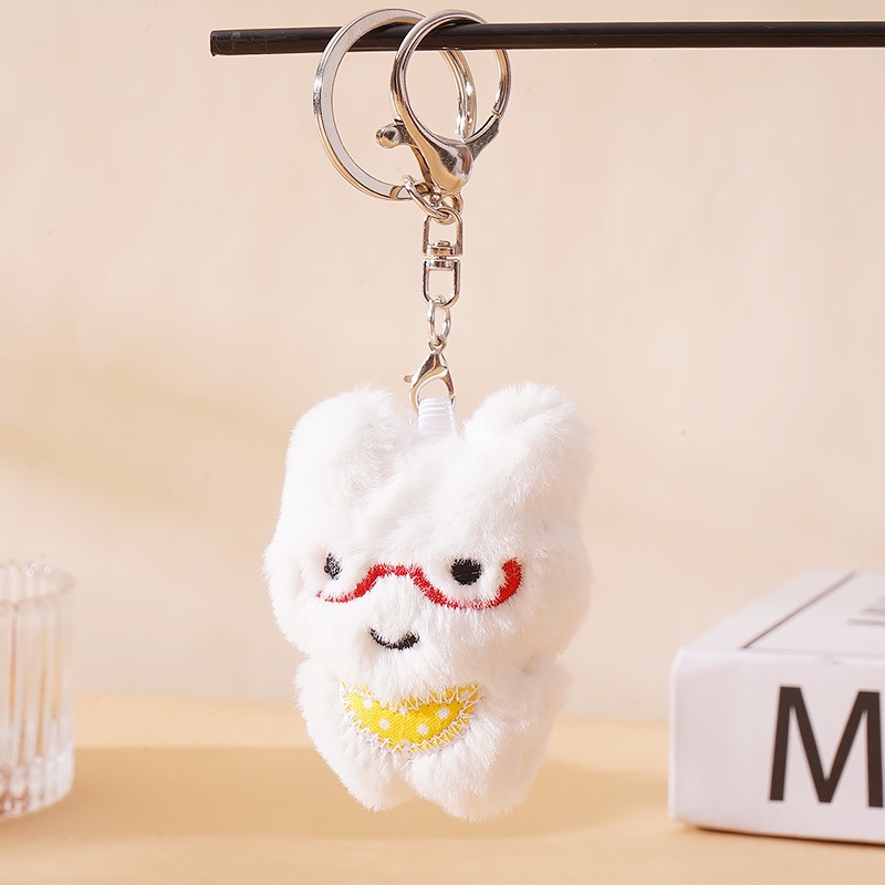 Bib, white glasses, keychain