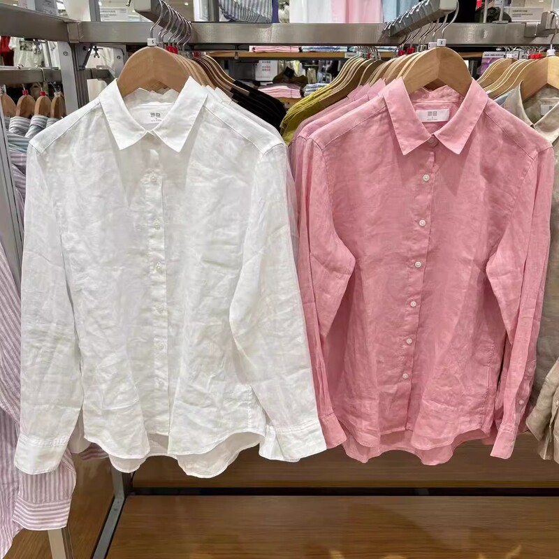Japanese Single Women's French Linen Shirt Long-Sleeved Shirt with Linen Top 24 New Style 464732