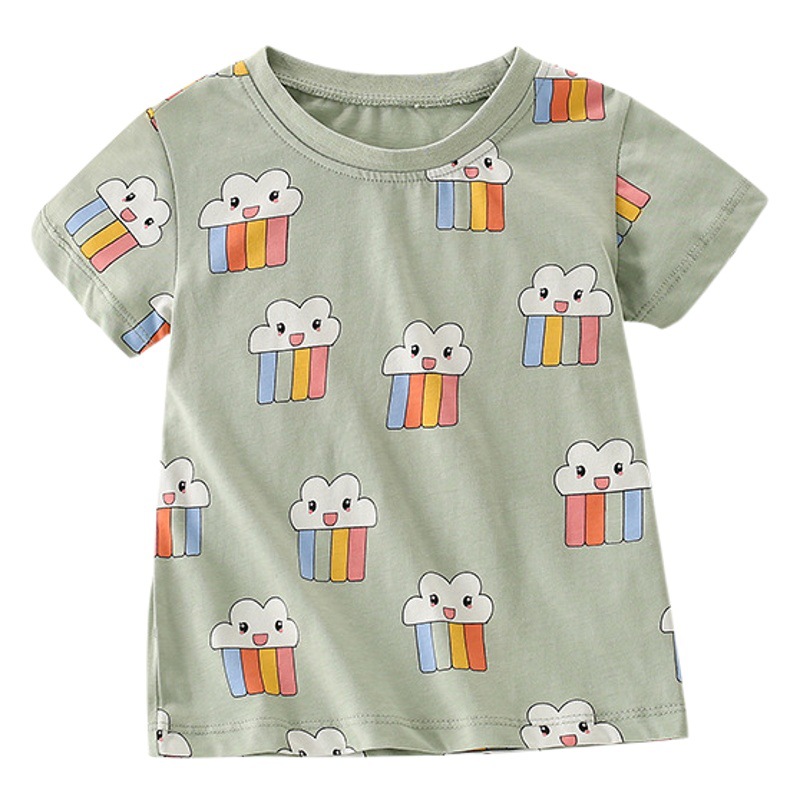 Malwee niñas cuello redondo manga corta verano nuevo estilo europeo y americano niños estilo occidental camiseta de la niña