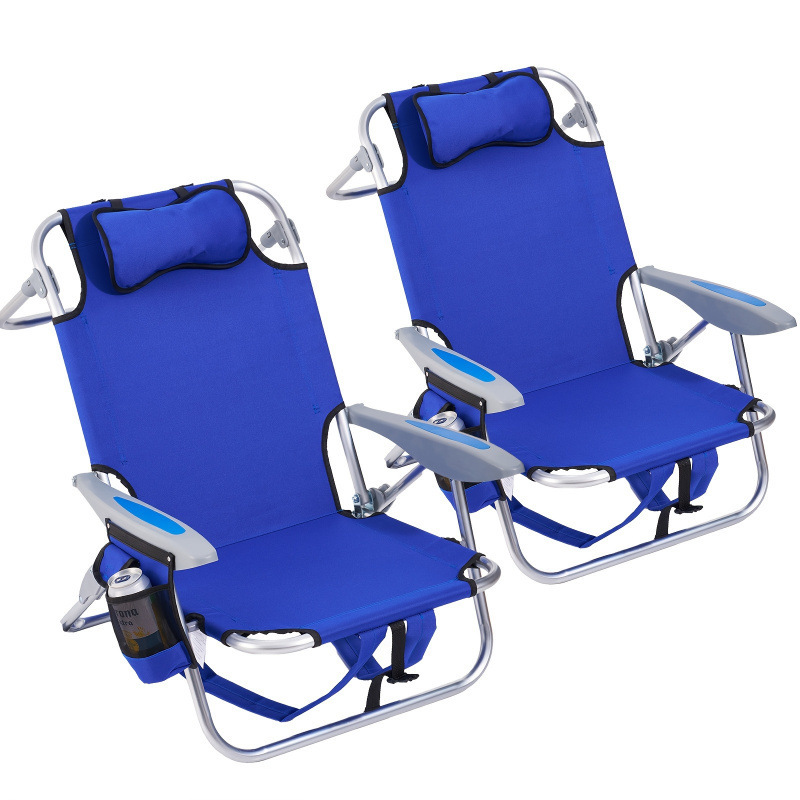 Silla de playa ajustable de altura para acampar de otoño con bolsa de almacenamiento de malla