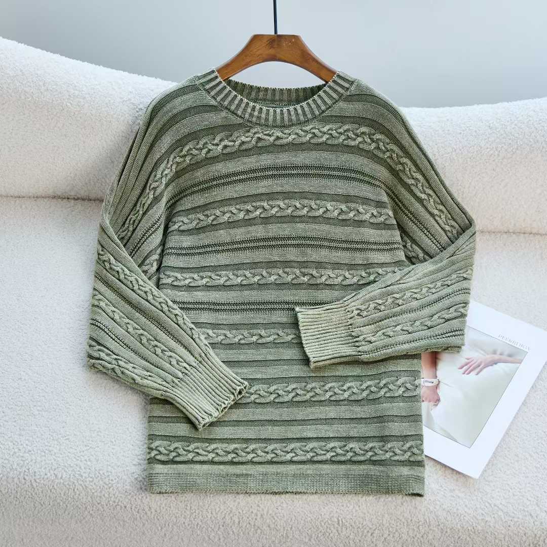 Europa y los Estados Unidos transfronterizos de cuello redondo jersey de torsión de mujer overhead nuevo retro otoño invierno hacer suéter de mujer viejo vestido exterior image 7