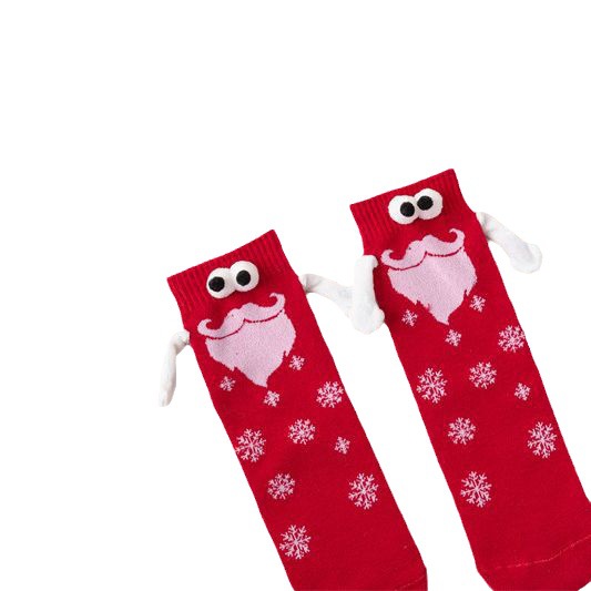 Cruz-frontera caliente de la mano de La Navidad caliente calcetines de las mujeres lindo par de la mano-Celebración calcetines de algodón de otoño y el invierno de los pies de tracción magnética