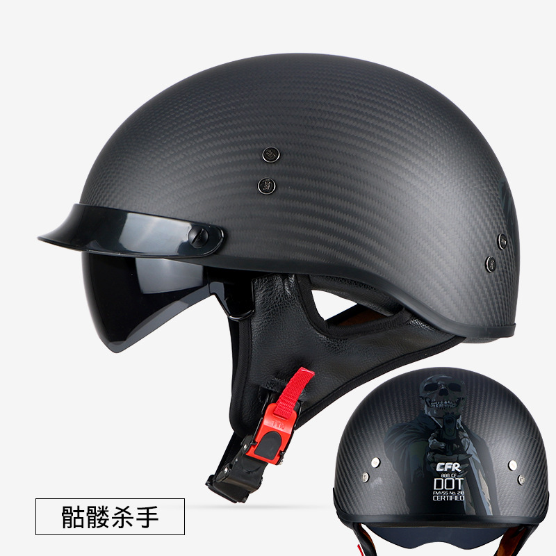 Motosiklet kaskı (dəbilqə) — Motuoche Summer Helmet Retro - glossy-black-3k-carbon-fiber-m