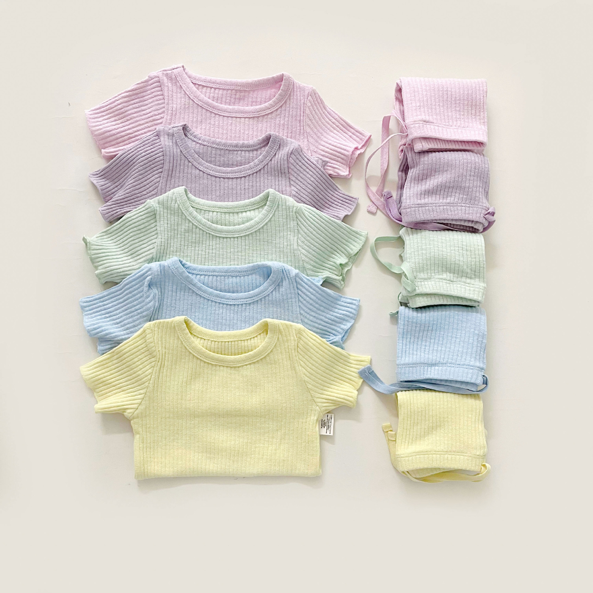 Pure Cotton Spring Style Baby Short-Sleeved Pajamas, Kidsren's Suits, Boys' Home Clothes, Tops, Girls' Kidsren's Clothing, Cotton Clothes