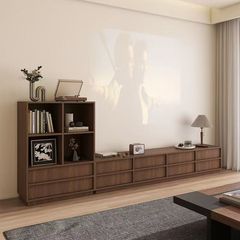 実木中古風テレビキャビネット客間家庭用サイドキャビネット引き出し収納床置きロッカー多層キャビネット付きドアレトロ