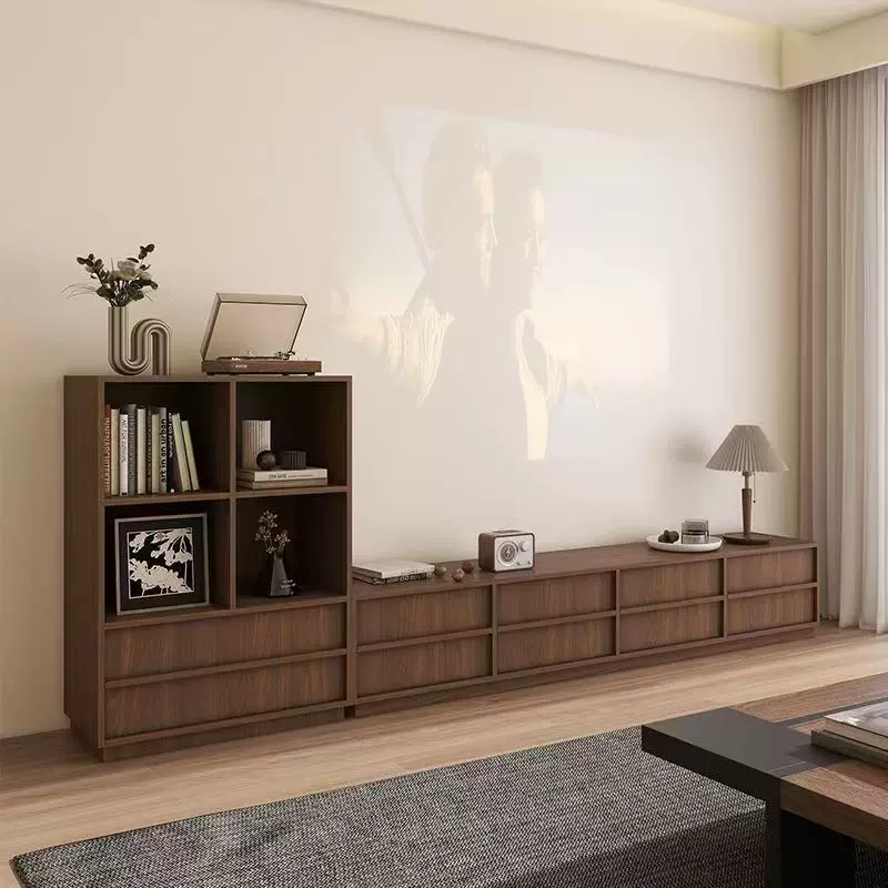 实木中古风电视柜客厅家用边柜抽屉收纳落地储物柜多层带柜门复古