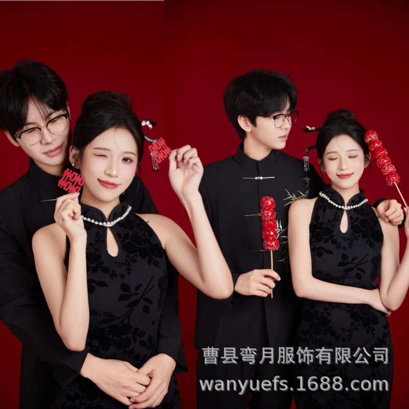 Photo Studio New Couple Photo Theme New Year Retro New Chinese Style Antique Couple Engagement Art Photo Photography Clothing