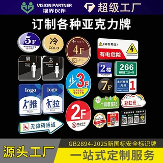 定制亚克力办公室标识牌UV打印广告牌透明标牌推拉自粘门牌标志牌