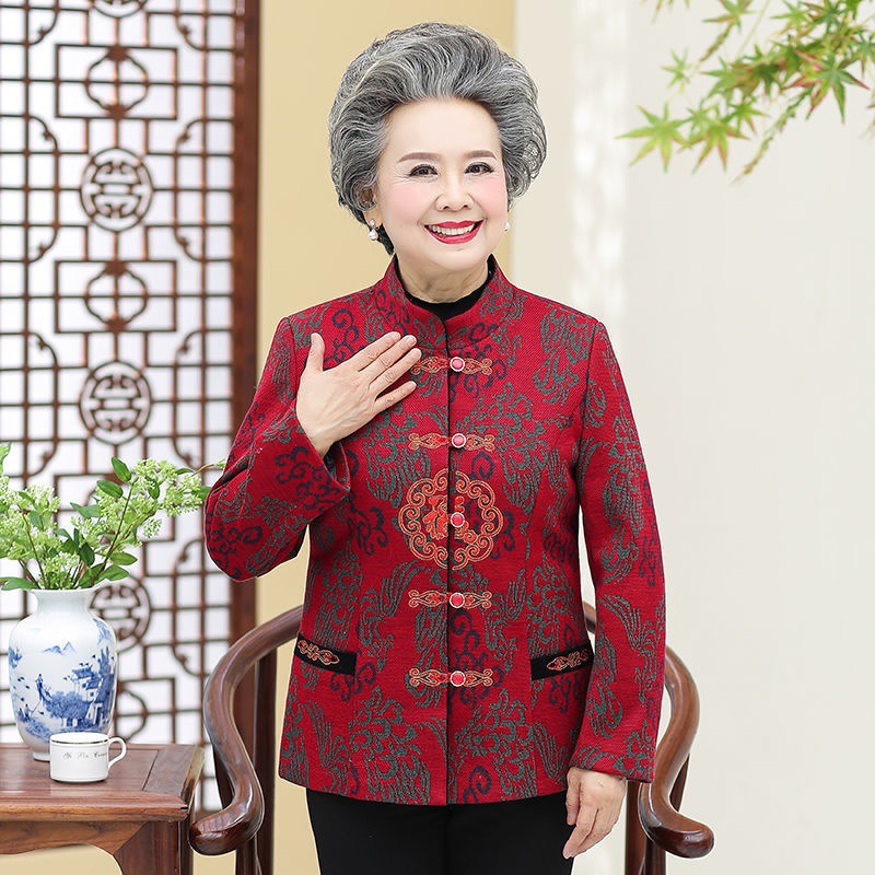 old age Women's wear grandma Autumn and winter coat Middle and old age mom spring and autumn jacket Old lady Autumn and winter Plush clothes