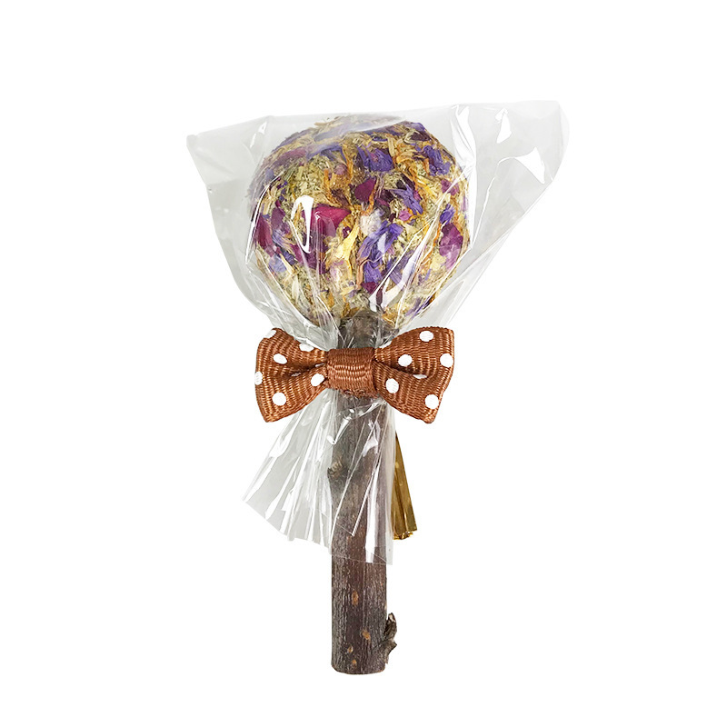 Conejo molar piruletas, flores naturales, ramas de manzana, loto, chinchilla, hámster, conejillo de indias, bolas de hierba, productos para mascotas