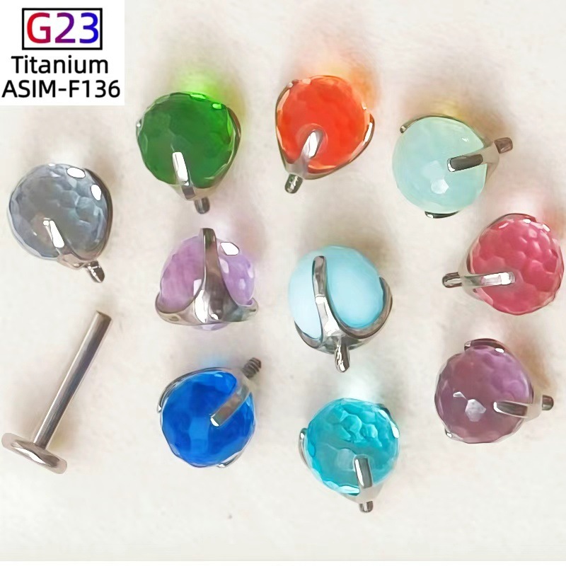 Labret stud lip piercing jewelry styling detail