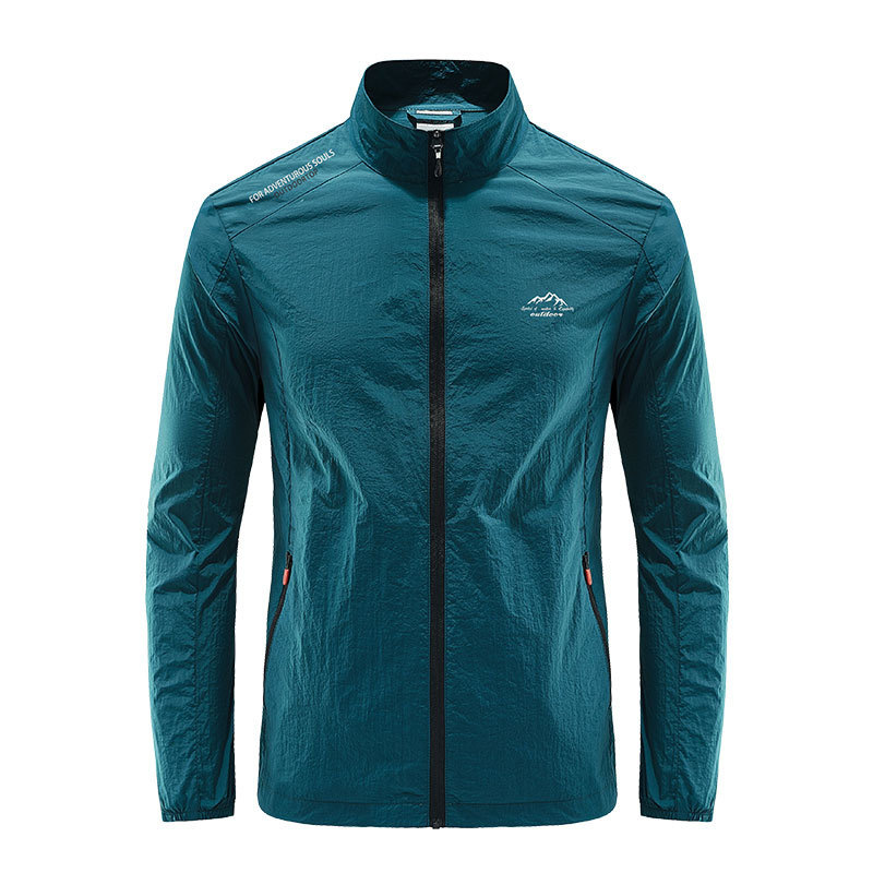 2023 Summer Sun Protection Clothing Men's Ice Silk Stand Collar Outdoor Sports Fishing Sun Protection Clothing Sunscreen Breathable Skin Clothing Jacket