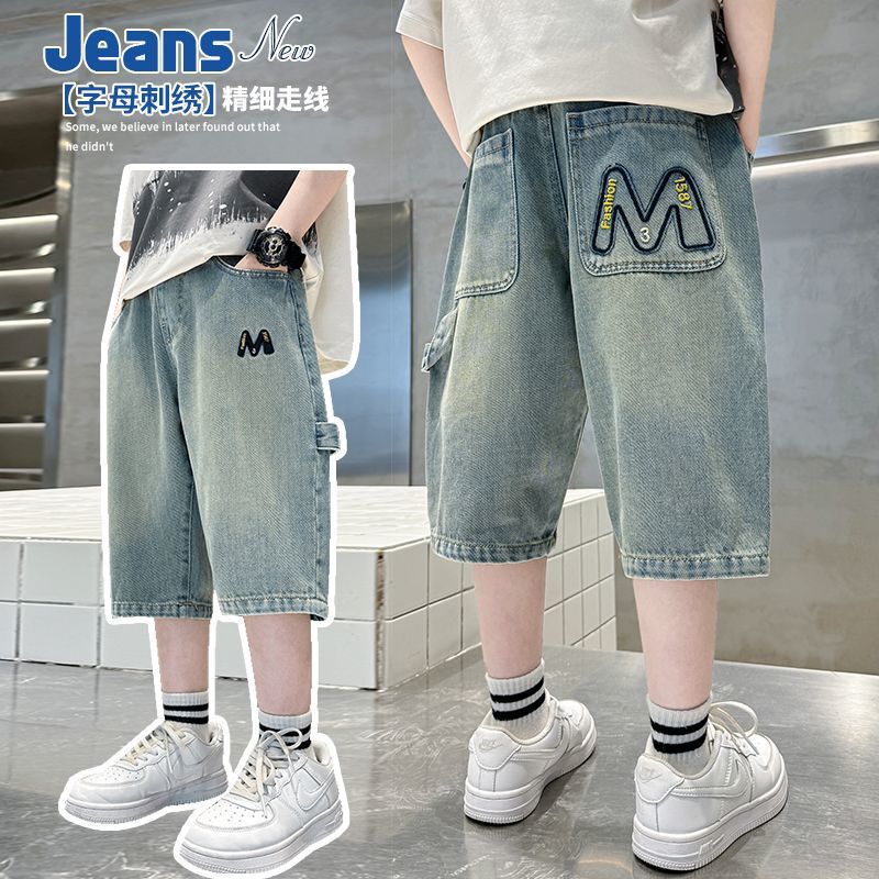 Children's Clothing Boys' Summer Pants Thin Denim Shorts for Older Kids 2026 New Summer Style Boys' Mid-Length Pants