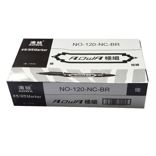 Wholesale small double-ended water-based marker pen hook line pen extremely fine non-fading disc pen 120