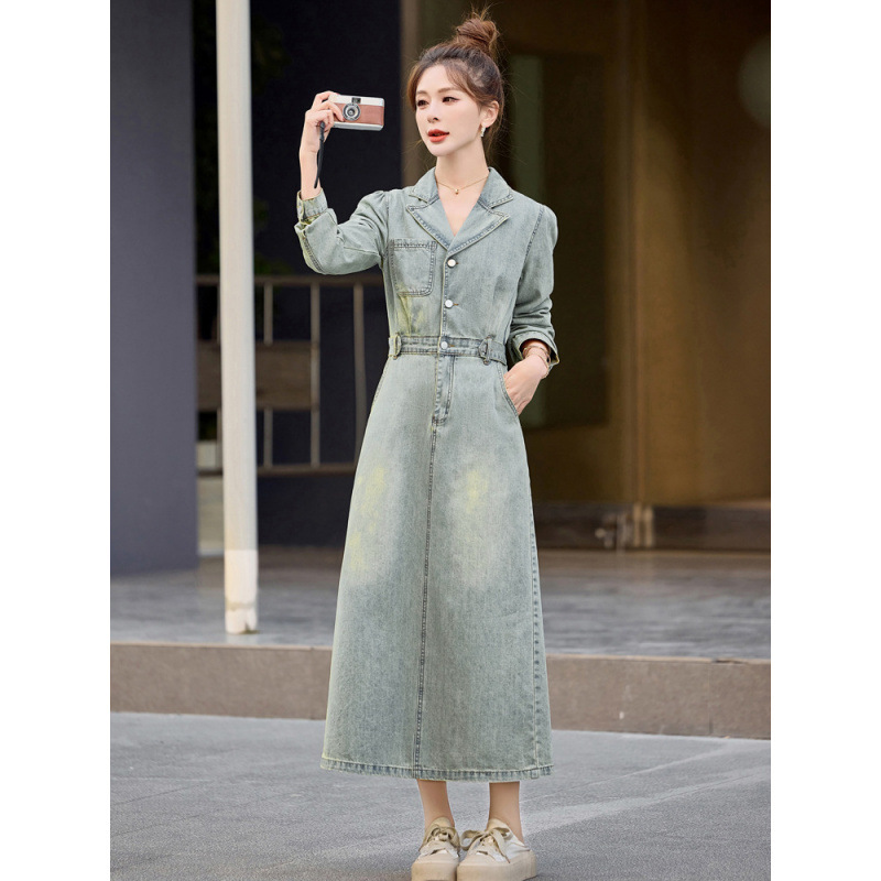 Spring denim retro long-sleeve
