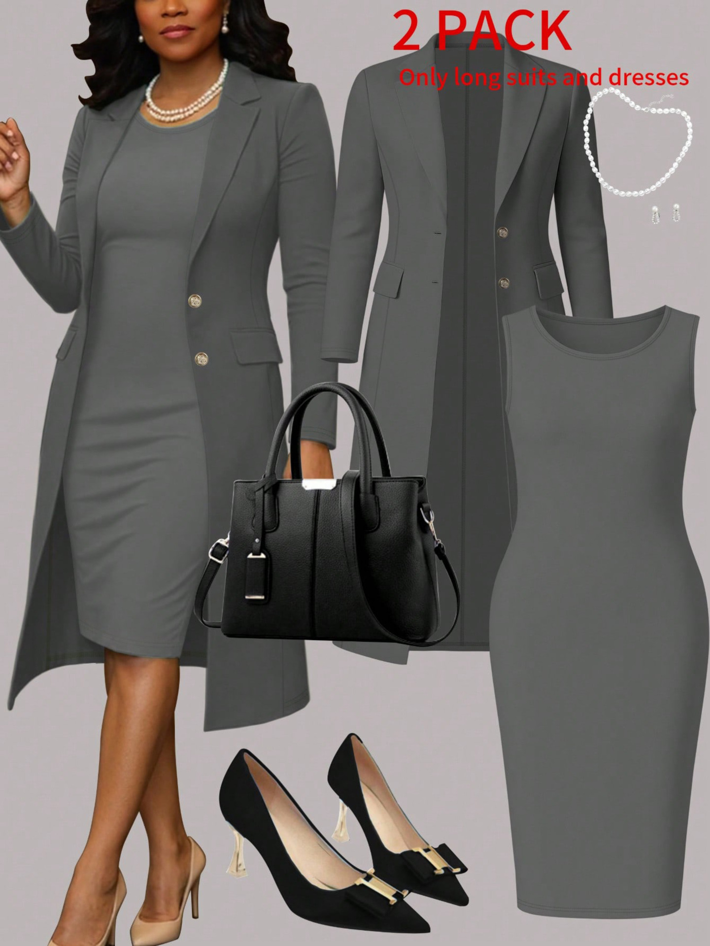 Completo blazer e vestito donna, tailleur elegante due pezzi_voghion.com