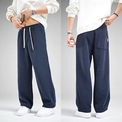 秋季斜纹休闲裤男垂感潮流直筒裤高品质舒适时尚潮流男裤纯色简约