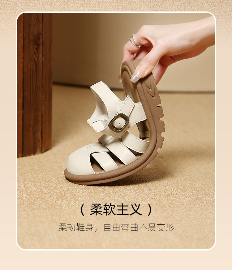 Dép sandal xỏ ngón nữ đế bệt phong cách La Mã — AF206F màu đen chi tiết 6