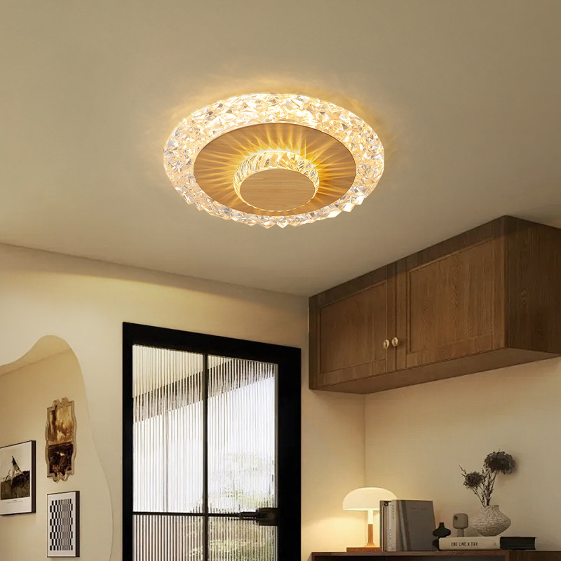 [Selección estricta] lámpara de pasillo lámpara de techo estilo antiguo retro madera creativa lámpara de cristal moderna simple lujosa