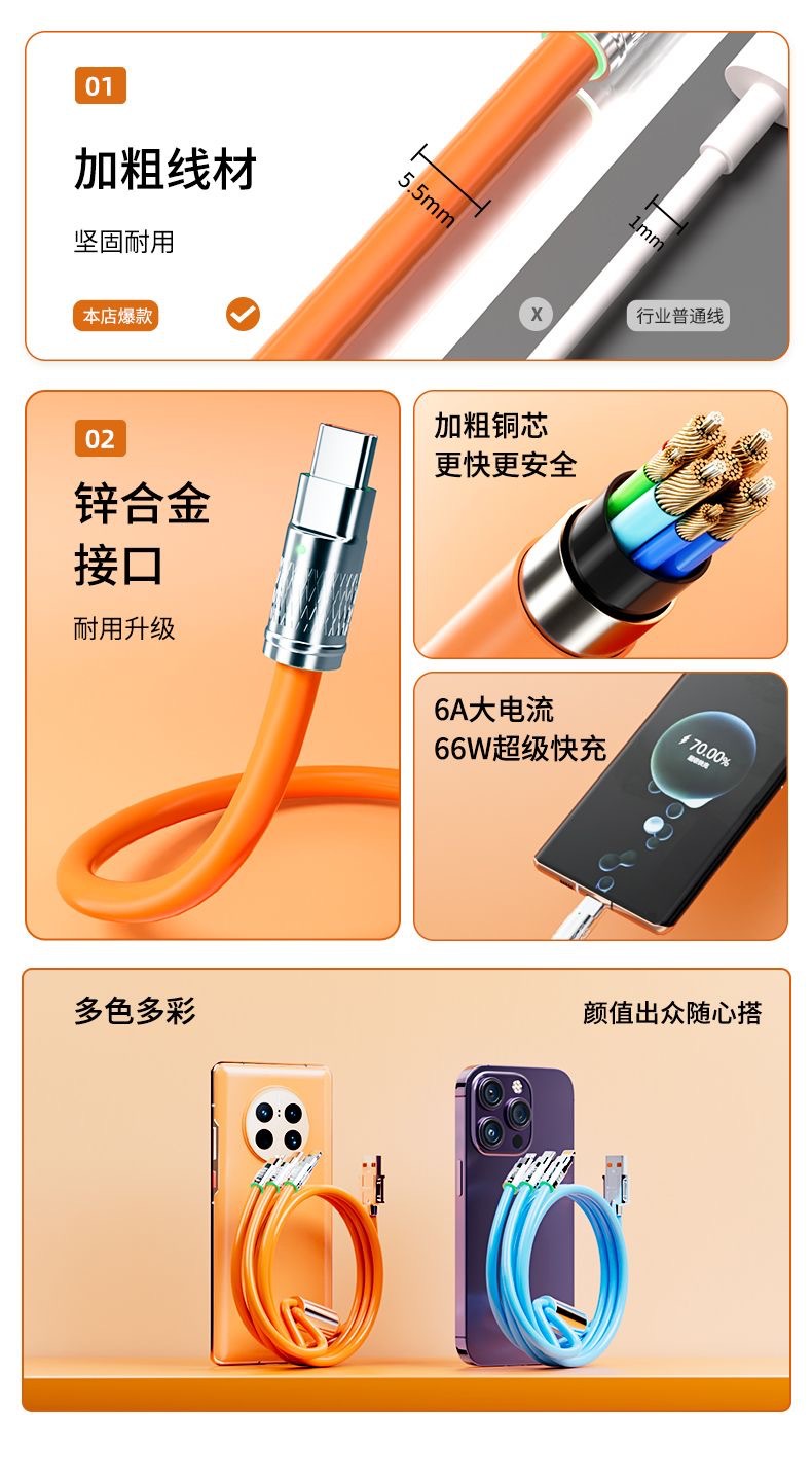 120W süper hızlı şarj çinko alaşımlı üçü bir arada veri kablosu Apple/Type-c/Android hızlı şarj için uygun Geek kablosu